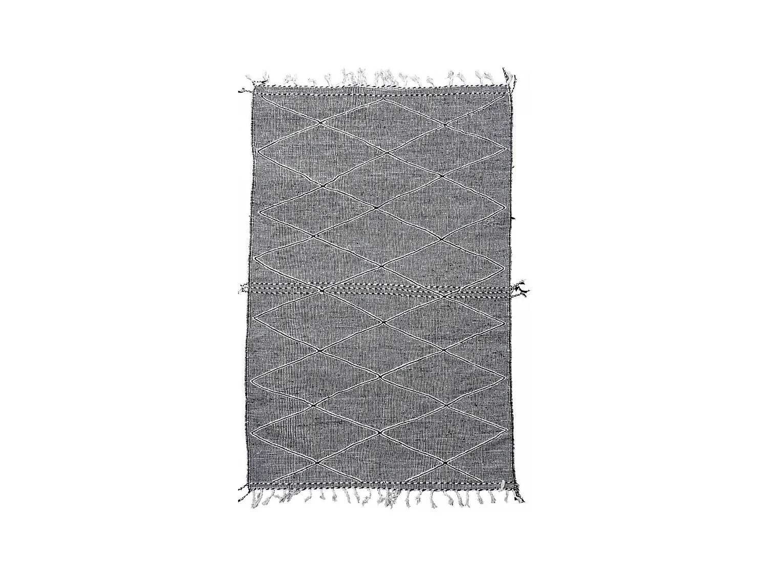 Authentique tapis berbère 165x255 fait à la main en laine gris et blanc ZANAFI
