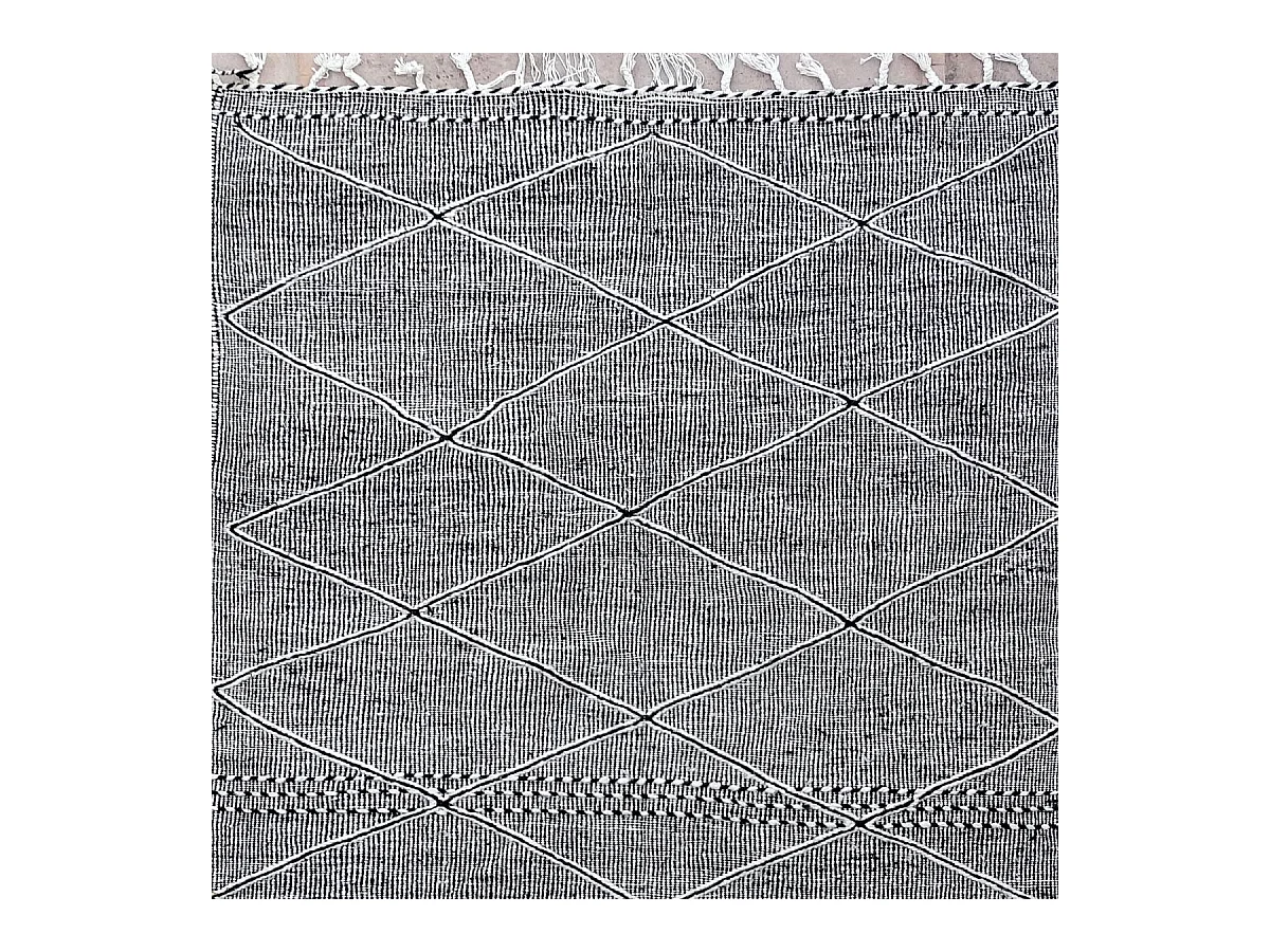 Authentique tapis berbère 165x255 fait à la main en laine gris et blanc ZANAFI