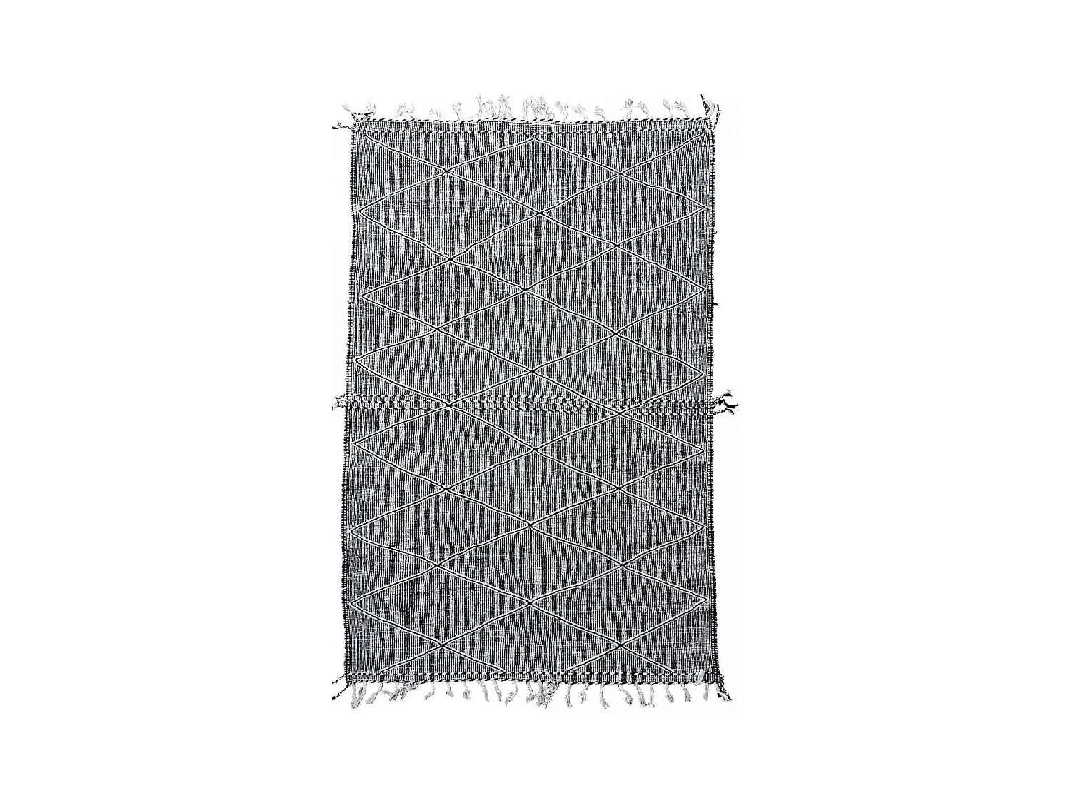 Authentique tapis berbère 165x255 fait à la main en laine gris et blanc ZANAFI