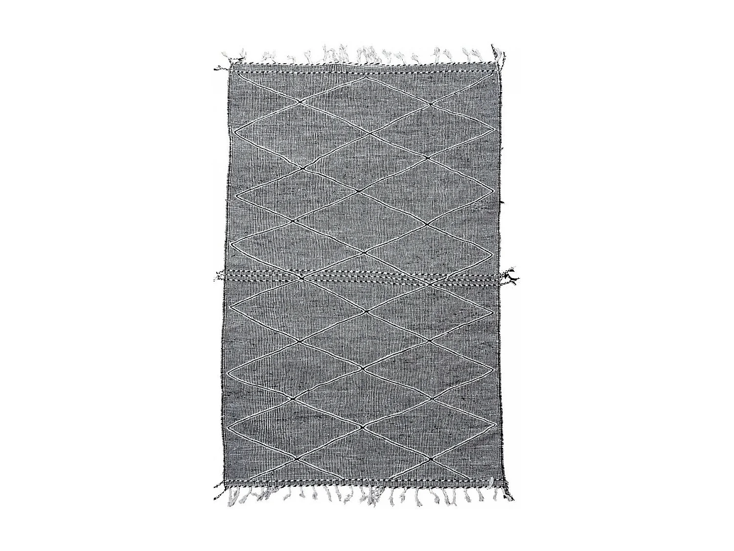 Authentique tapis berbère 165x255 fait à la main en laine gris et blanc ZANAFI