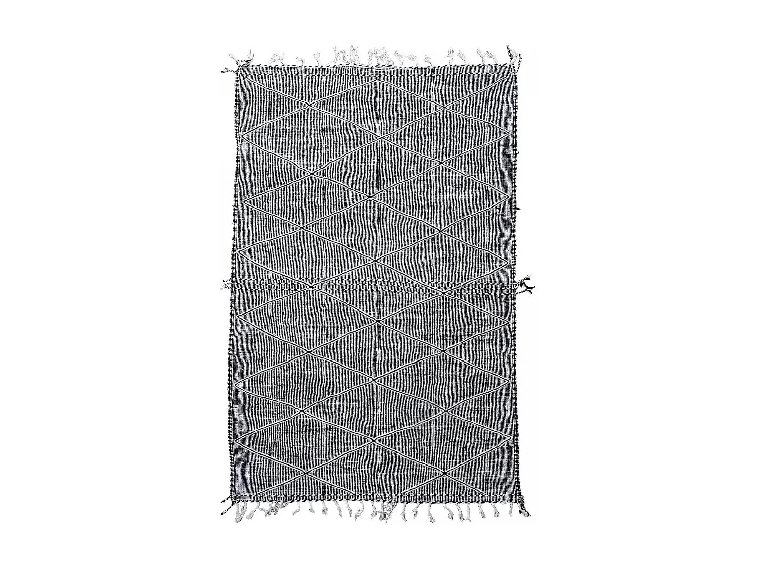 Authentique tapis berbère 165x255 fait à la main en laine gris et blanc ZANAFI