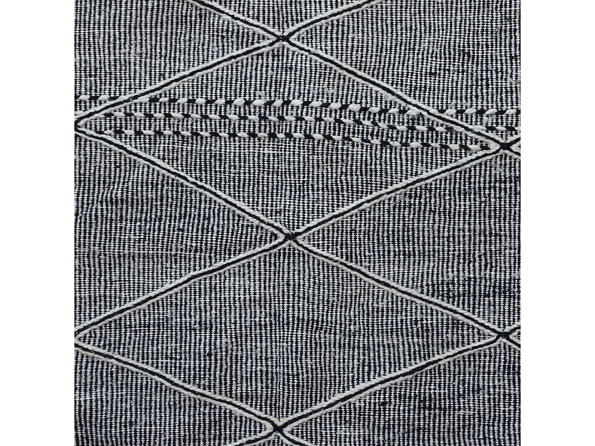 Authentique tapis berbère 165x255 fait à la main en laine gris et blanc ZANAFI
