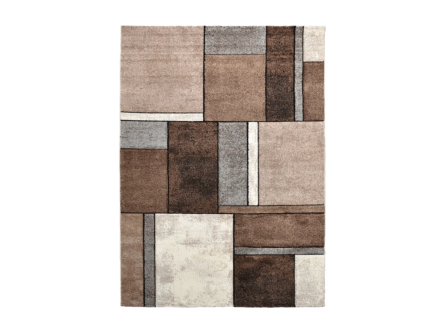 tapis salon 140x140 tissé beige carré motif géométrique LYN8 GEOME