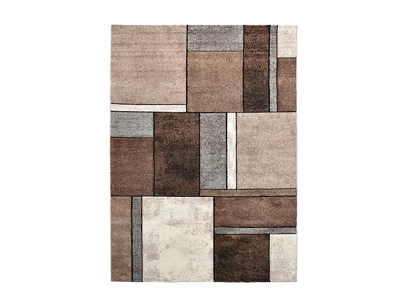 Tappeto da soggiorno 140x140 intrecciato beige motivo geometrico quadrato GEOME