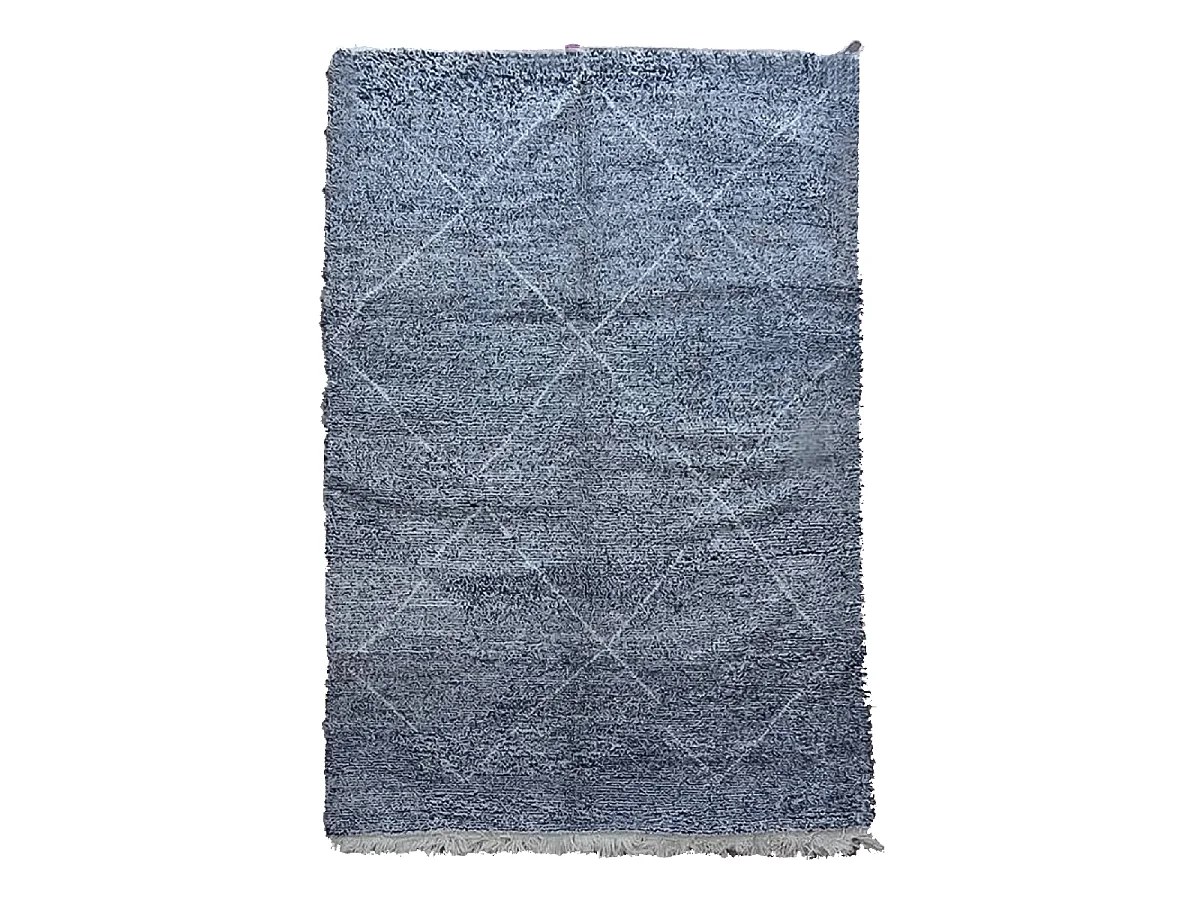 Authentique tapis berbère 205x310 fait main en laine gris TADLI