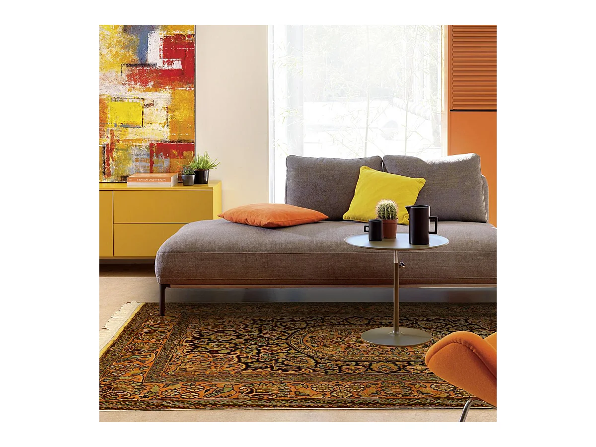 Authentique tapis d'Orient 80x125 fait main en rayonne or CACHEMIR A