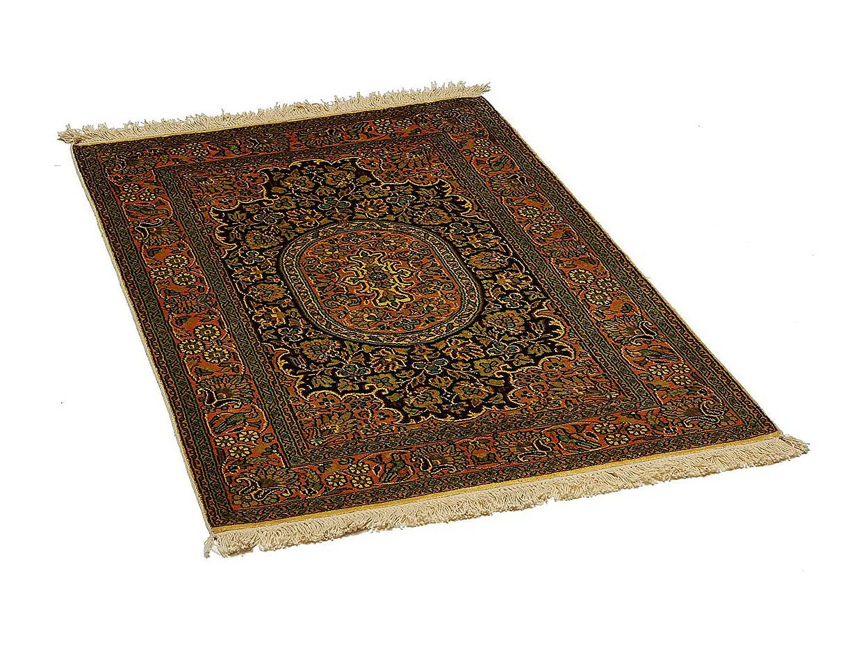 Authentique tapis d'Orient 80x125 fait main en rayonne or CACHEMIR A