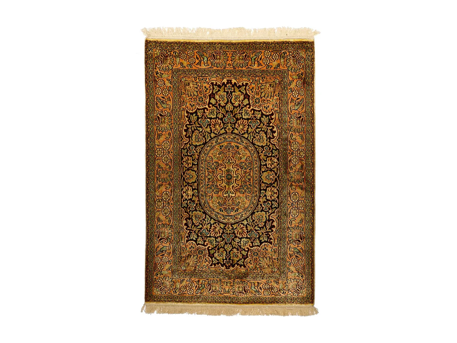 Autentico tappeto orientale 80x125 realizzato a mano in rayon oro CACHEMIR A