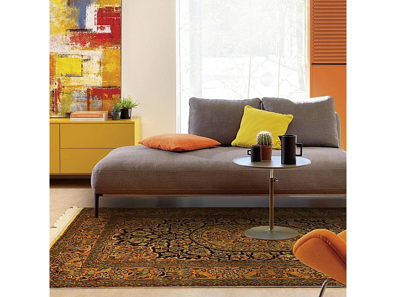 Authentique tapis d'Orient 80x125 fait main en rayonne or CACHEMIR A