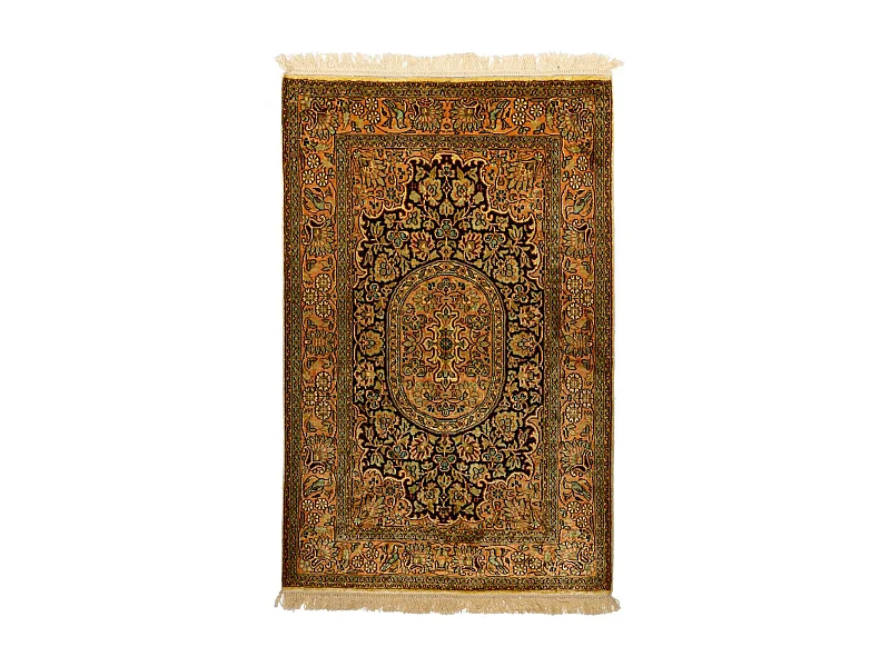 Authentique tapis d'Orient 80x125 fait main en rayonne or CACHEMIR A