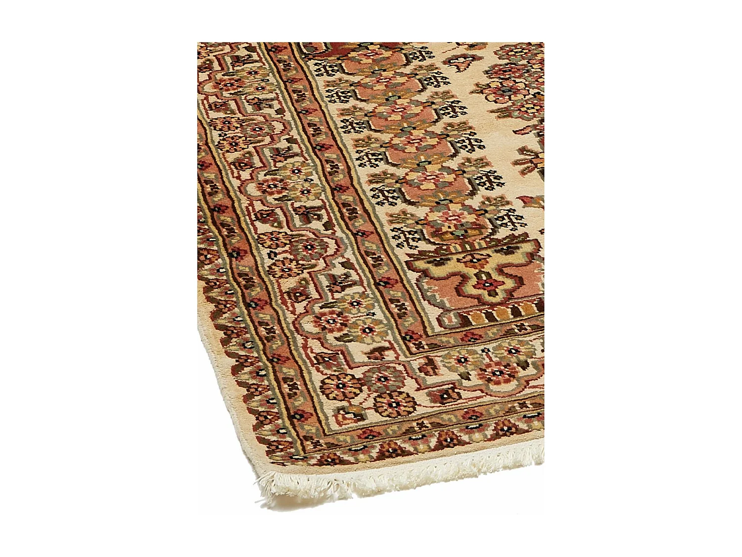Authentique tapis d'Orient 125x175 fait main en soie beige JIHANGIR 52