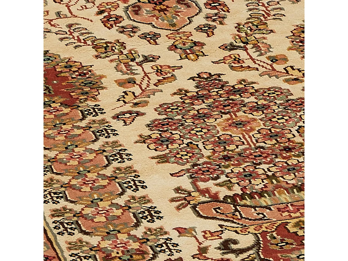 Authentique tapis d'Orient 125x175 fait main en soie beige JIHANGIR 52