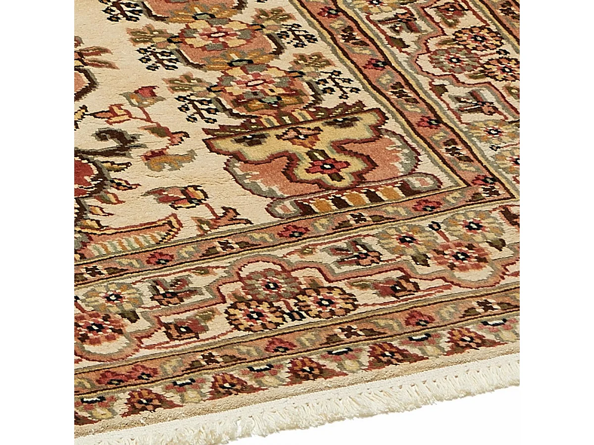 Authentique tapis d'Orient 125x175 fait main en soie beige JIHANGIR 52