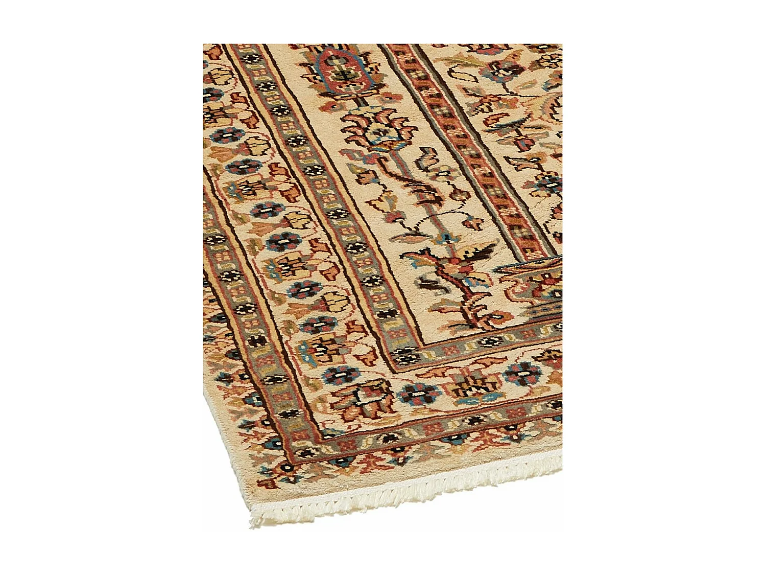 Authentique tapis d'Orient 125x180 fait main en soie beige JIHANGIR 55