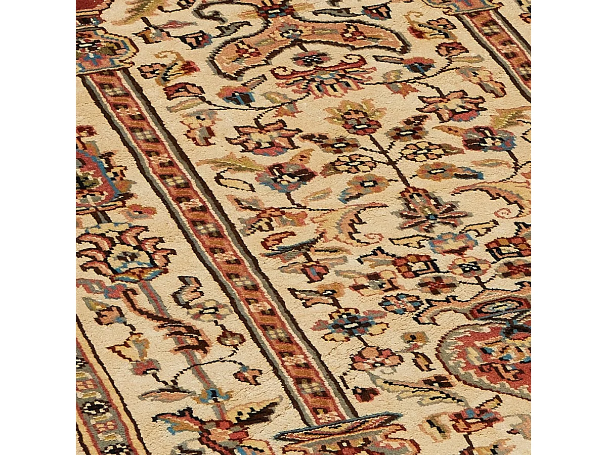 Authentique tapis d'Orient 125x180 fait main en soie beige JIHANGIR 55