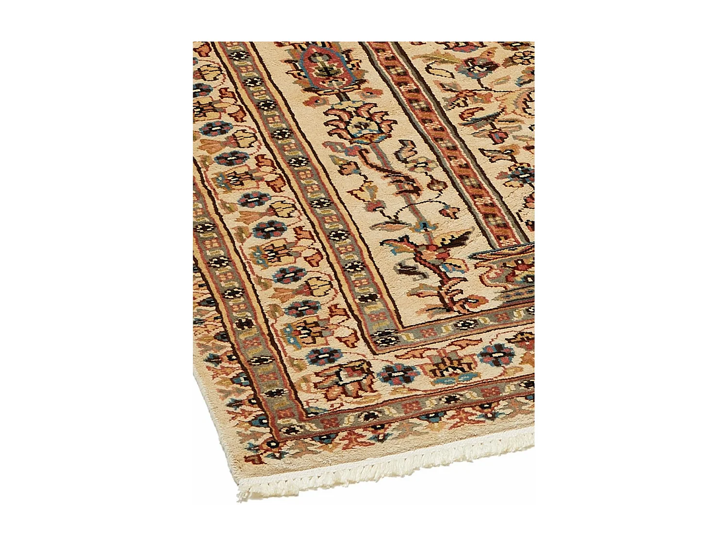 Authentique tapis d'Orient 125x180 fait main en soie beige JIHANGIR 55