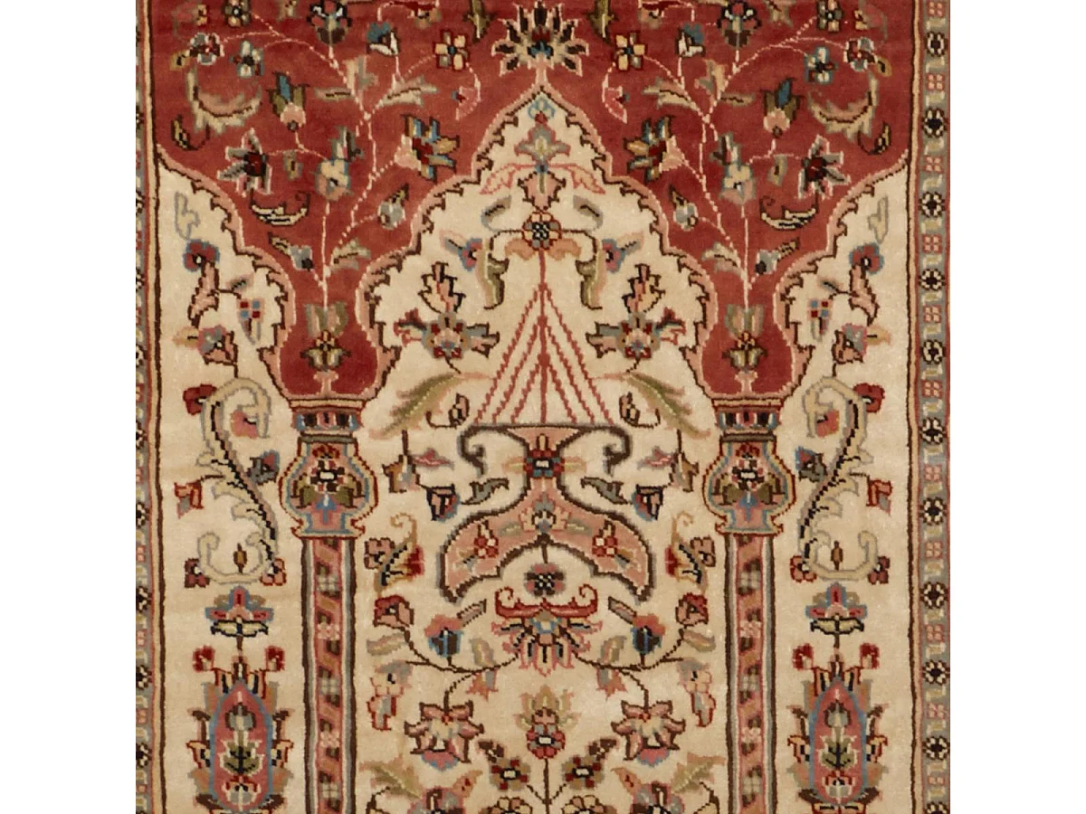Authentique tapis d'Orient 125x180 fait main en soie beige JIHANGIR 55