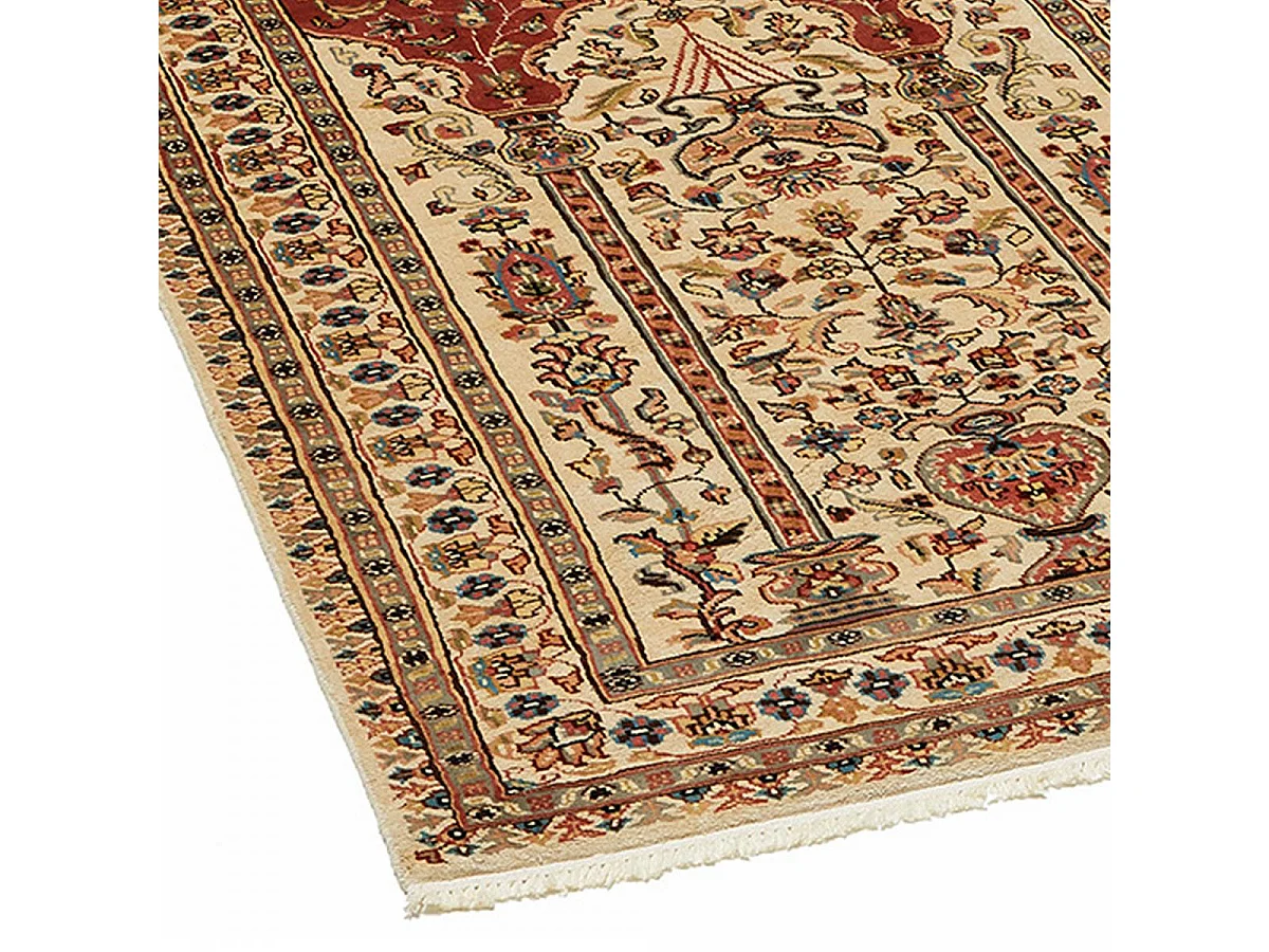 Authentique tapis d'Orient 125x180 fait main en soie beige JIHANGIR 55
