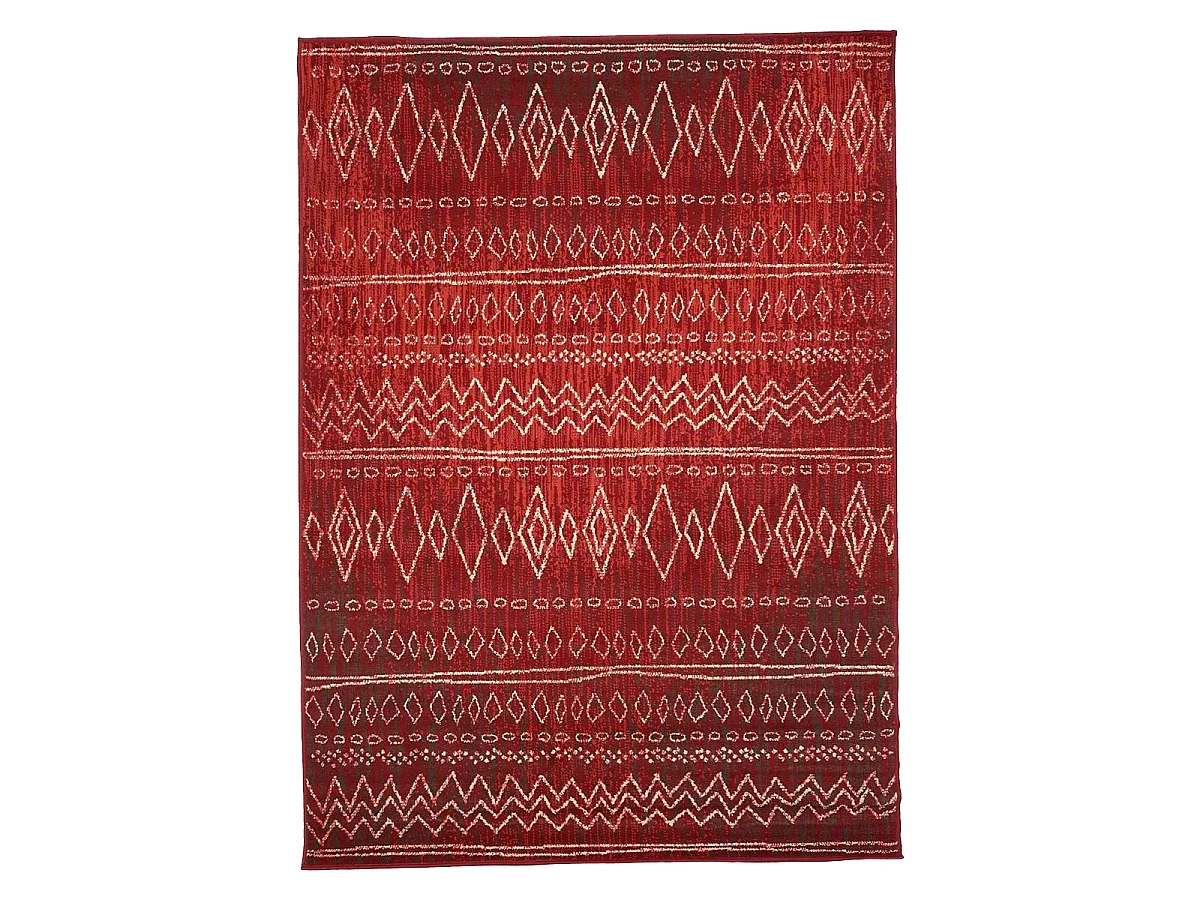 Tapis berbère 270x370 tissé motifs tribaux LYN1 BERBI rouge