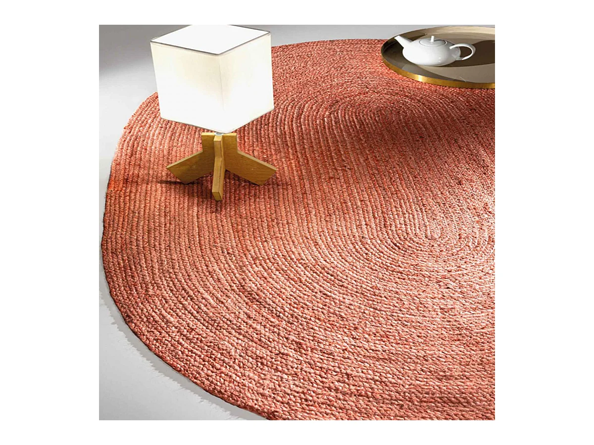 Tapis en jute 135x210 ovale tissé corail NATIVE