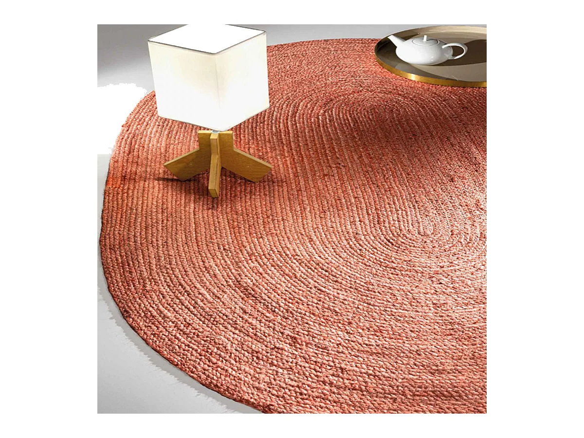 Tapis en jute 135x210 ovale tissé corail NATIVE