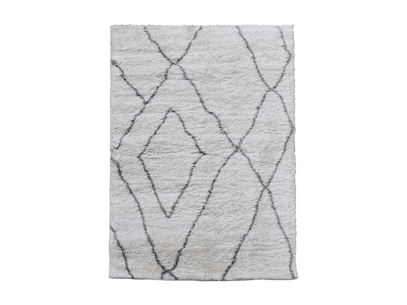 Tapis longs poils shaggy 240x320 rectangle tissé crème motif berbère LYN4 DOUX 6