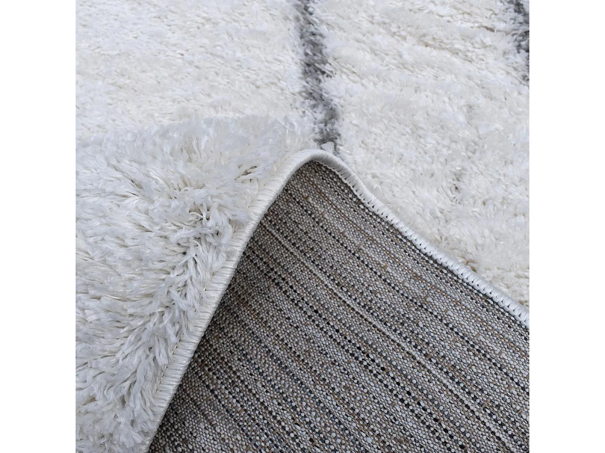 Tapis longs poils shaggy 240x320 rectangle tissé crème motif berbère LYN4 DOUX 6