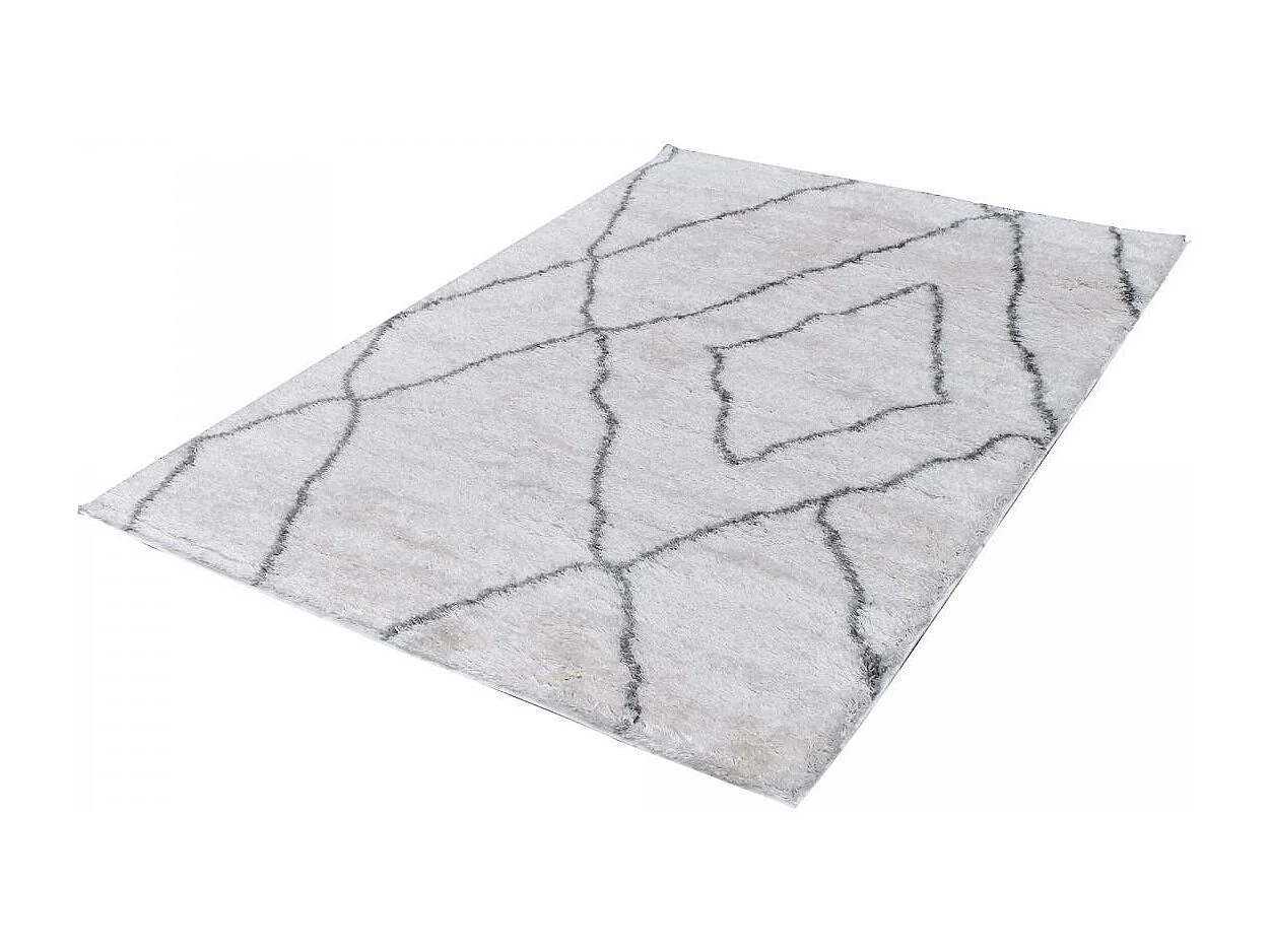 Tapis longs poils shaggy 240x320 rectangle tissé crème motif berbère LYN4 DOUX 6