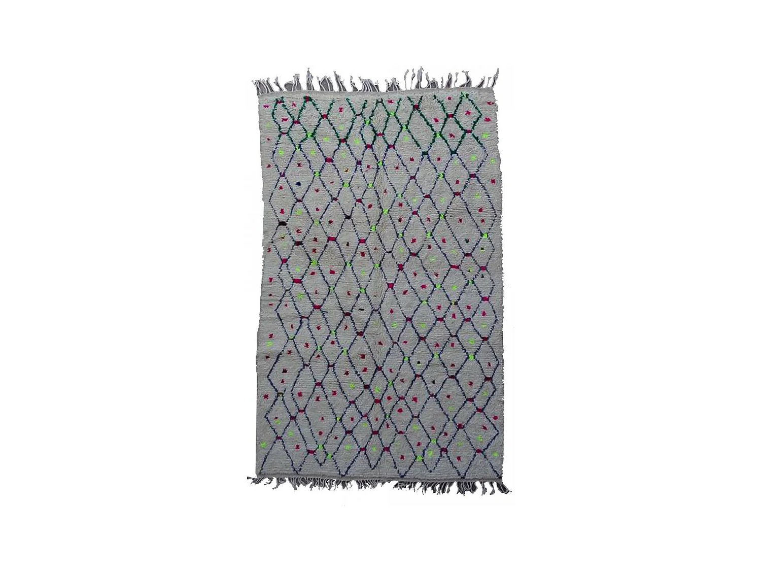 Authentique tapis berbère 150x240 fait main en laine crème et noir KELAA