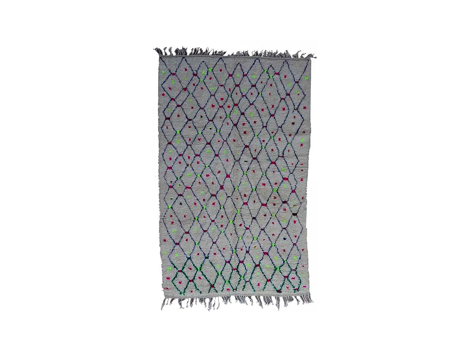 Authentique tapis berbère 150x240 fait main en laine crème et noir KELAA