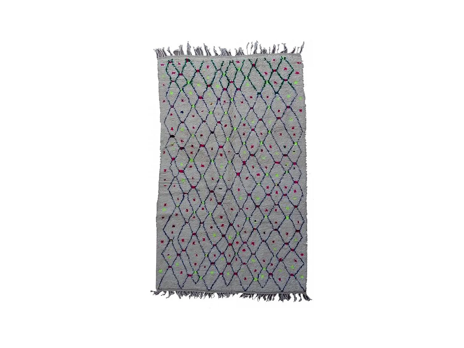 Authentique tapis berbère 150x240 fait main en laine crème et noir KELAA