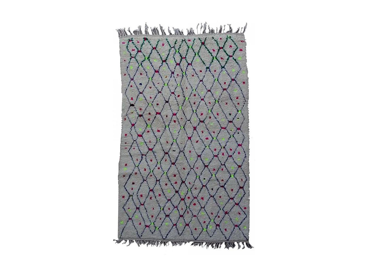 Authentique tapis berbère 150x240 fait main en laine crème et noir KELAA