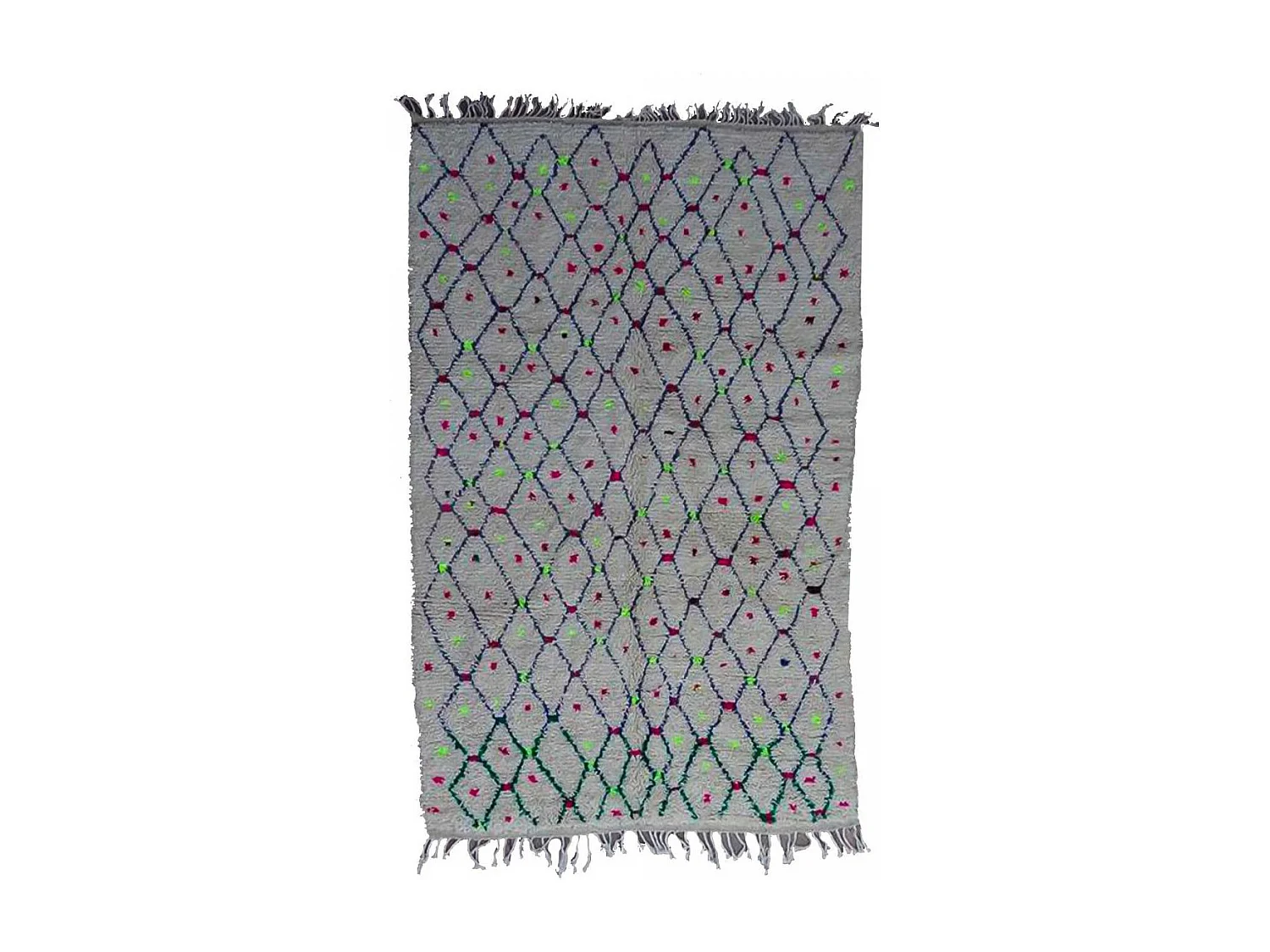 Authentique tapis berbère 150x240 fait main en laine crème et noir KELAA