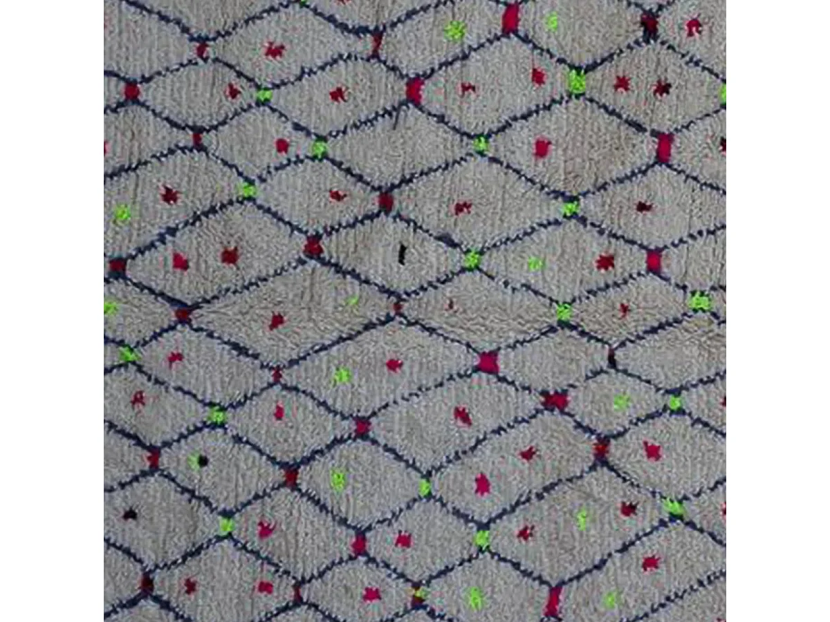 Authentique tapis berbère 150x240 fait main en laine crème et noir KELAA