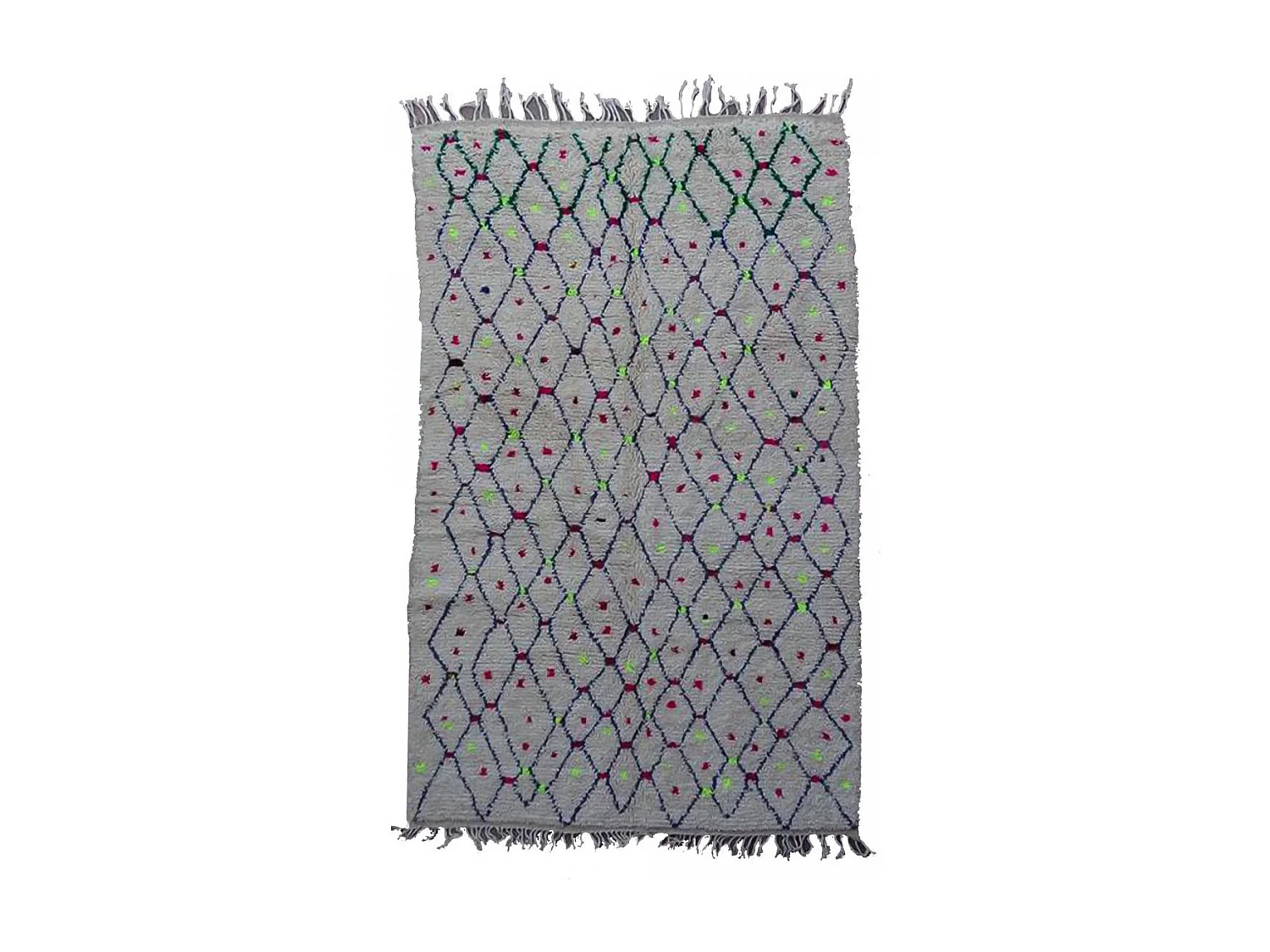 Authentique tapis berbère 150x240 fait main en laine crème et noir KELAA
