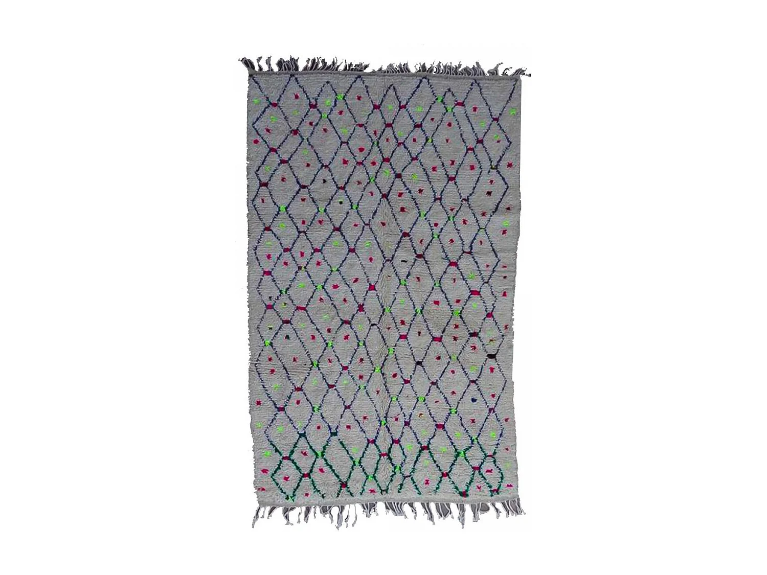 Authentique tapis berbère 150x240 fait main en laine crème et noir KELAA