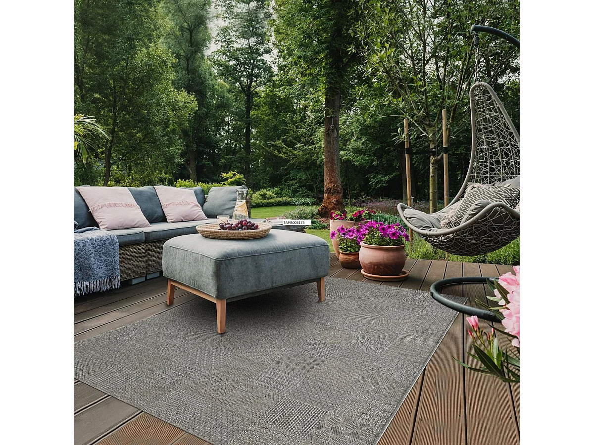 Tapis extérieur 67x180 tissé kilim gris MEXICO EX