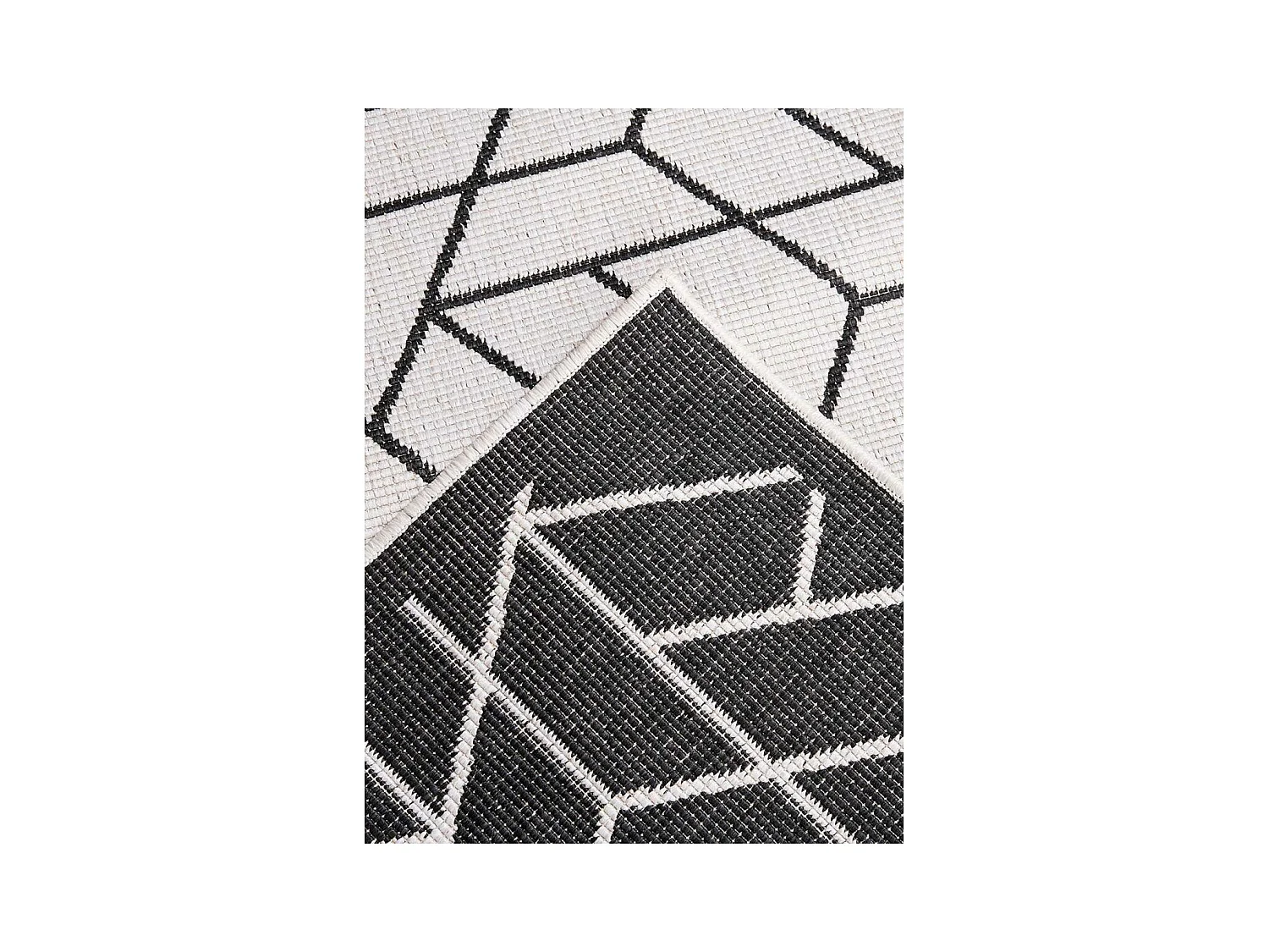 Tapis extérieur, kilim reversible 235x320 LYN2 R REVERSIBLE noir et crème