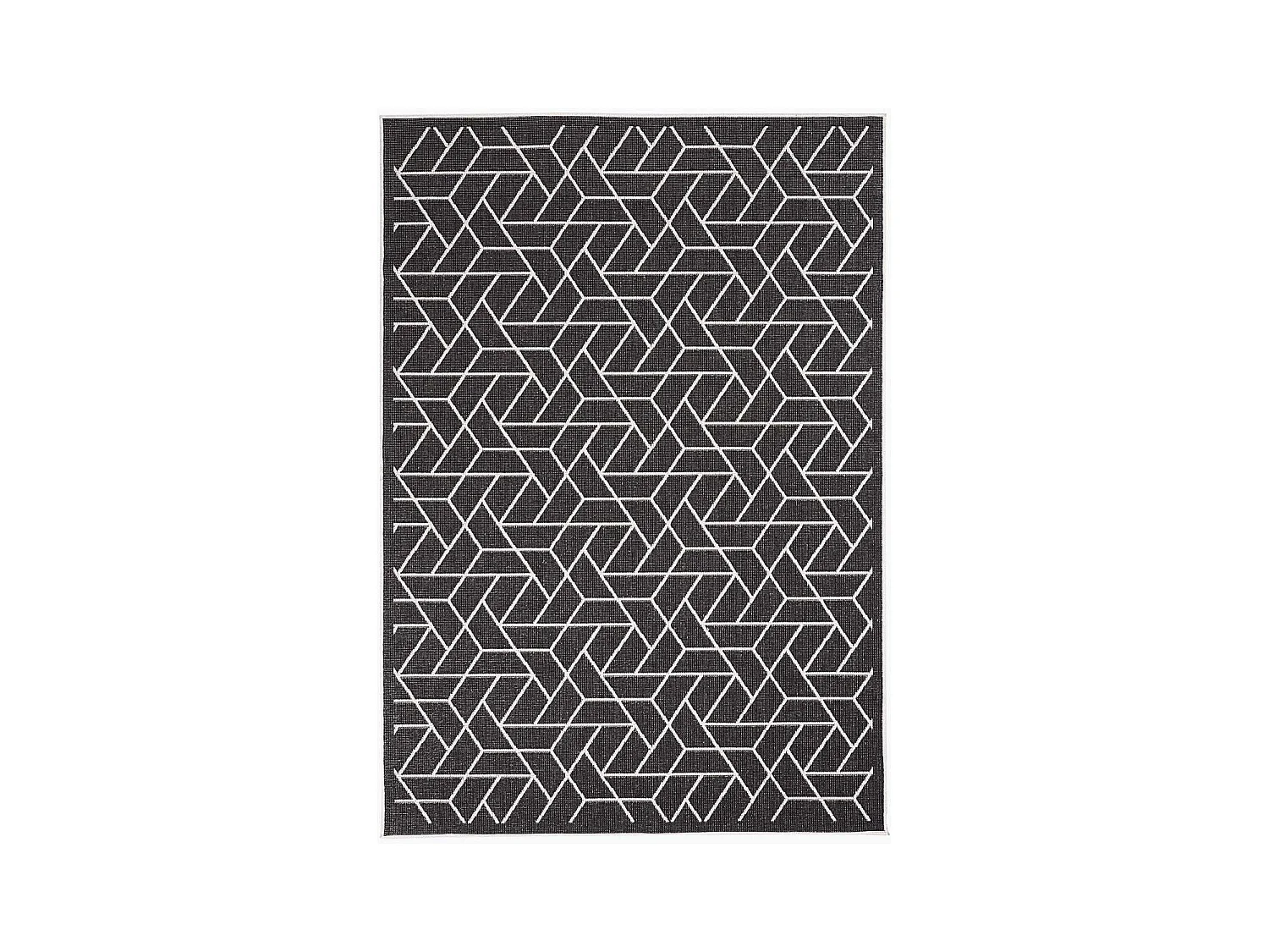 Tapis extérieur, kilim reversible 235x320 LYN2 R REVERSIBLE noir et crème