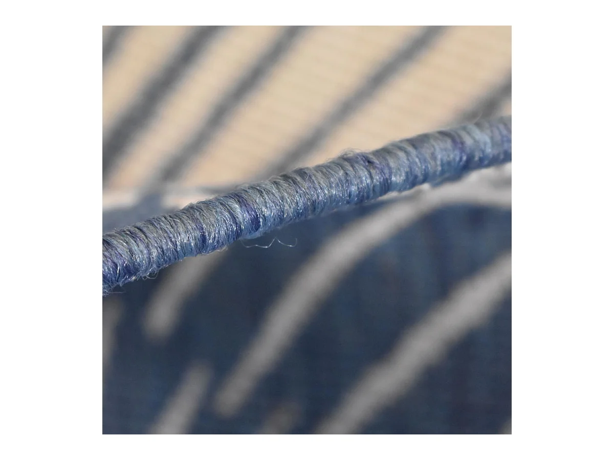 Tapis rond d'extérieur, kilim reversible Ø240cm LYN2 B ROND REVERSIBLE bleu et crème