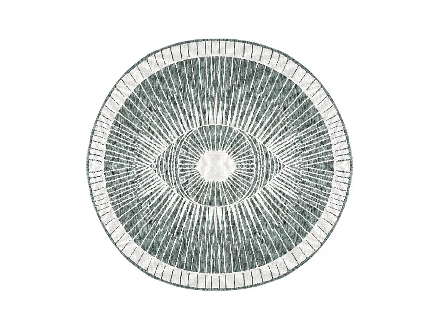 Tapis rond d'extérieur, kilim reversible Ø240cm LYN2 B ROND REVERSIBLE vert et crème