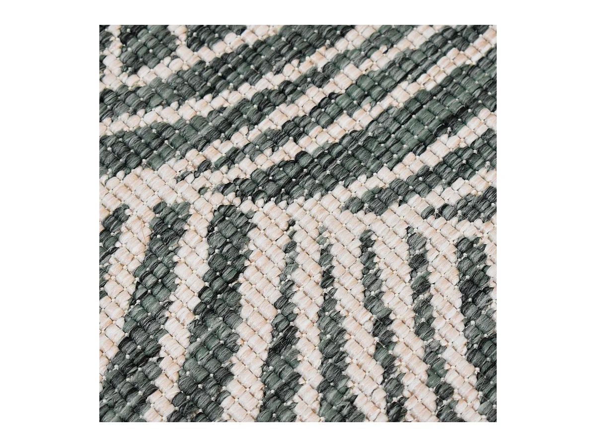 Tapis rond d'extérieur, kilim reversible Ø240cm LYN2 B ROND REVERSIBLE vert et crème