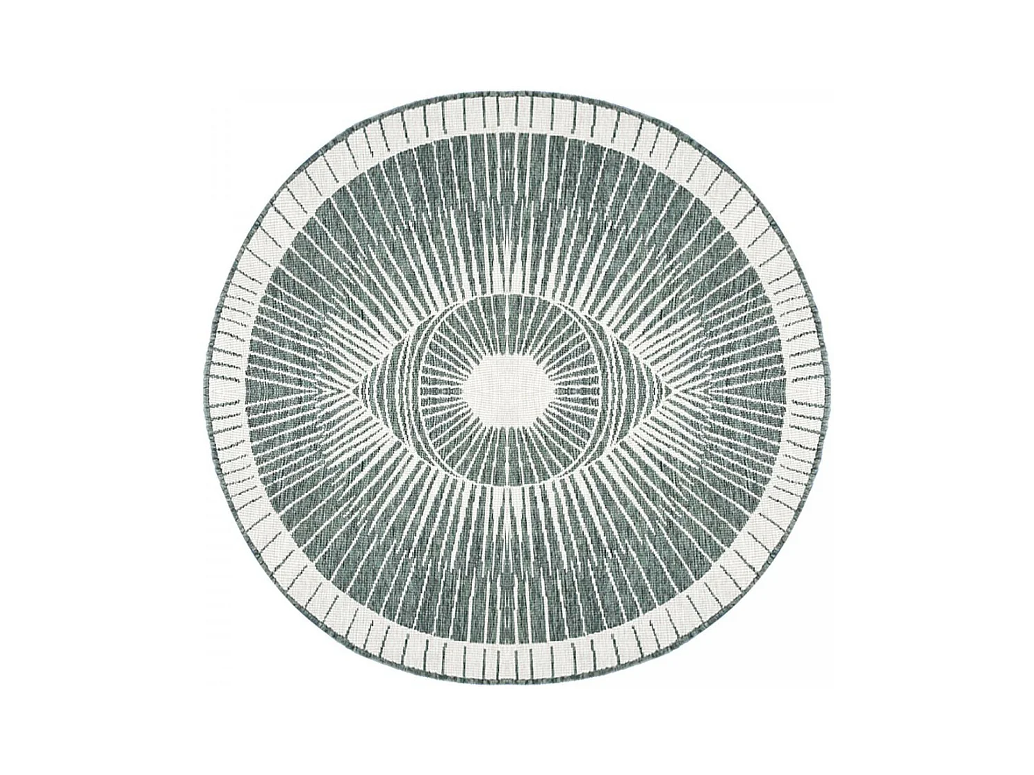 Tapis rond d'extérieur, kilim reversible Ø240cm LYN2 B ROND REVERSIBLE vert et crème