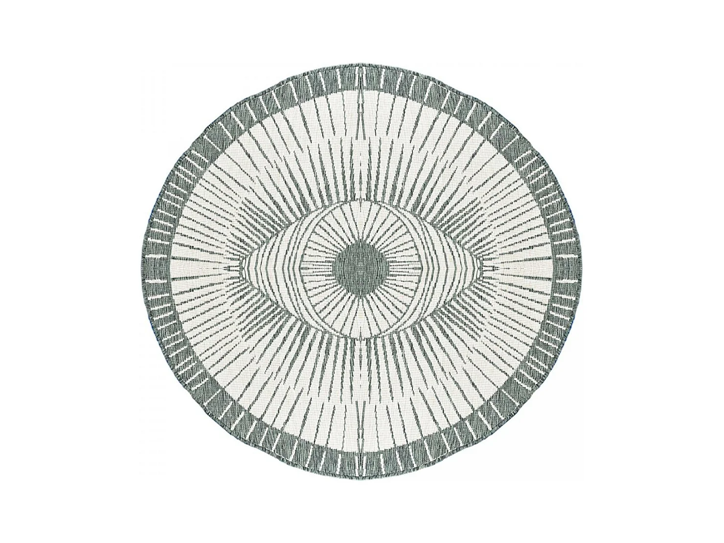 Tapis rond d'extérieur, kilim reversible Ø240cm LYN2 B ROND REVERSIBLE vert et crème