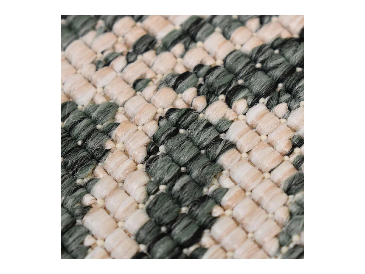 Tapis rond d'extérieur, kilim reversible Ø240cm LYN2 B ROND REVERSIBLE vert et crème