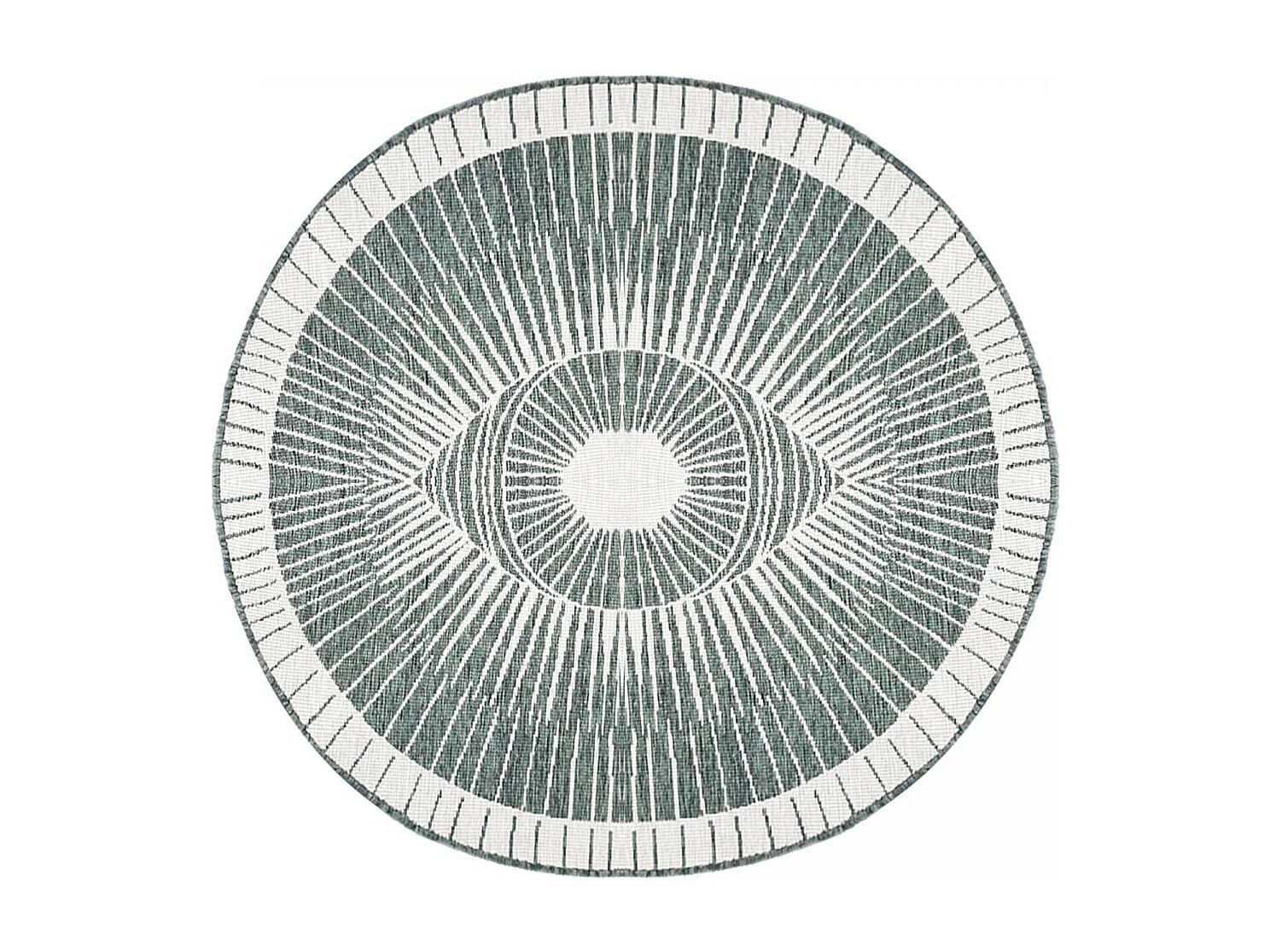 Tapis rond d'extérieur, kilim reversible Ø240cm LYN2 B ROND REVERSIBLE vert et crème