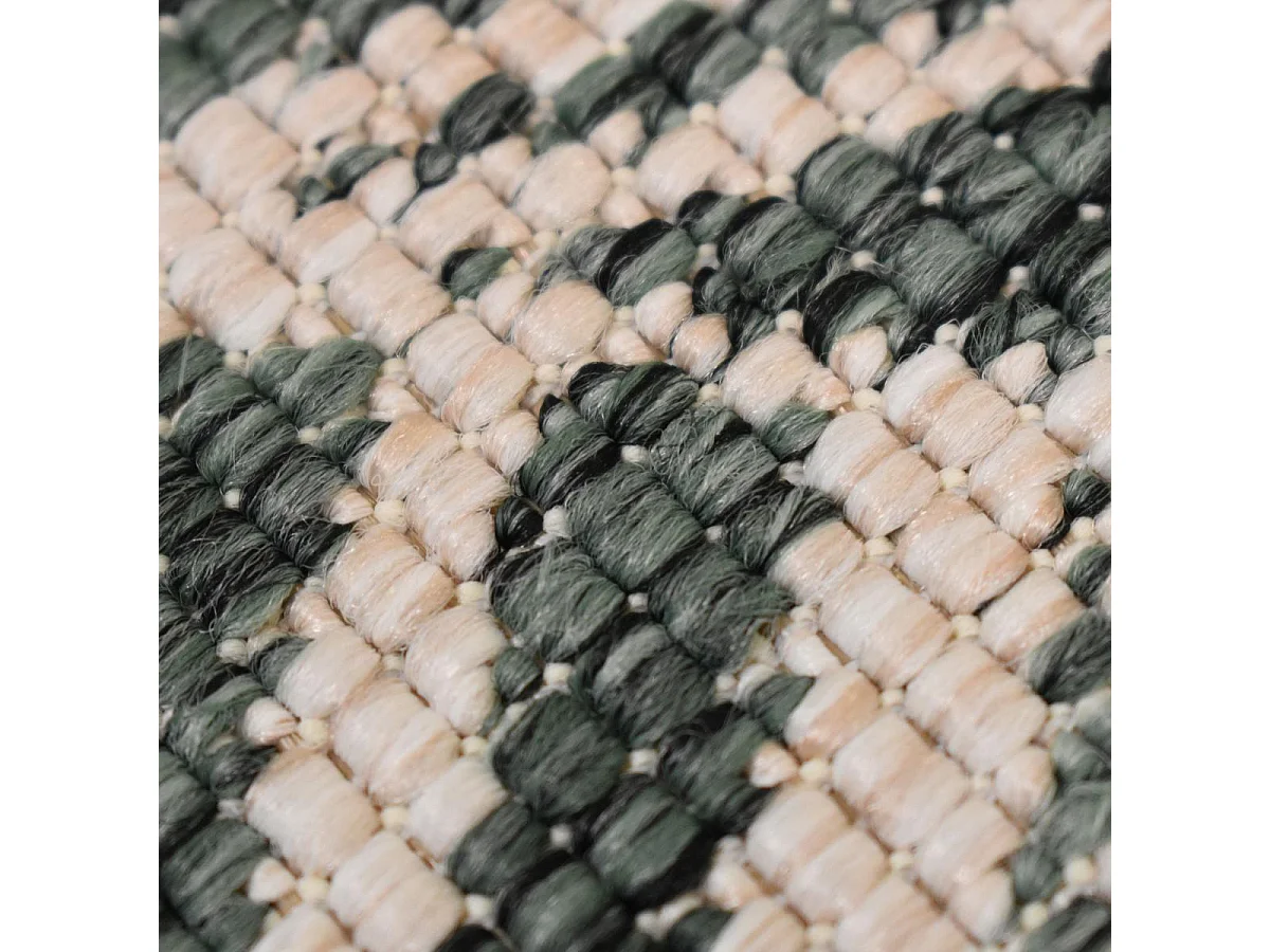 Tapis rond d'extérieur, kilim reversible Ø240cm LYN2 B ROND REVERSIBLE vert et crème