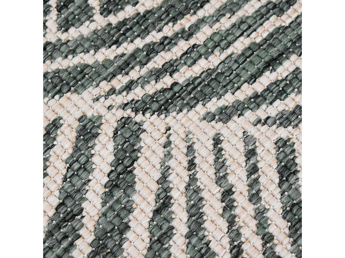 Tappeto rotondo da esterno, kilim reversibile Ø240cm EX1 B verde e crema