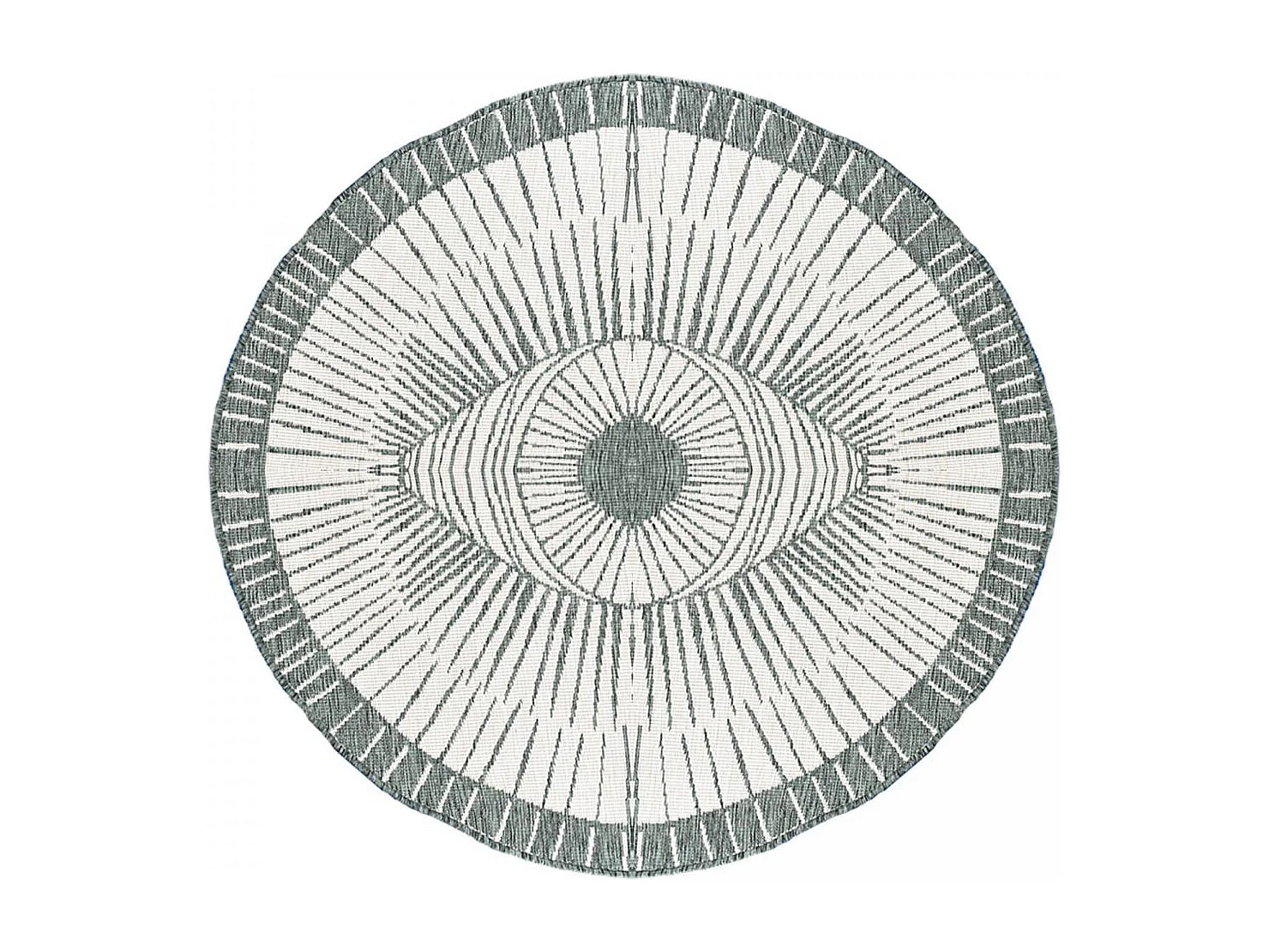 Tappeto rotondo da esterno, kilim reversibile Ø240cm EX1 B verde e crema