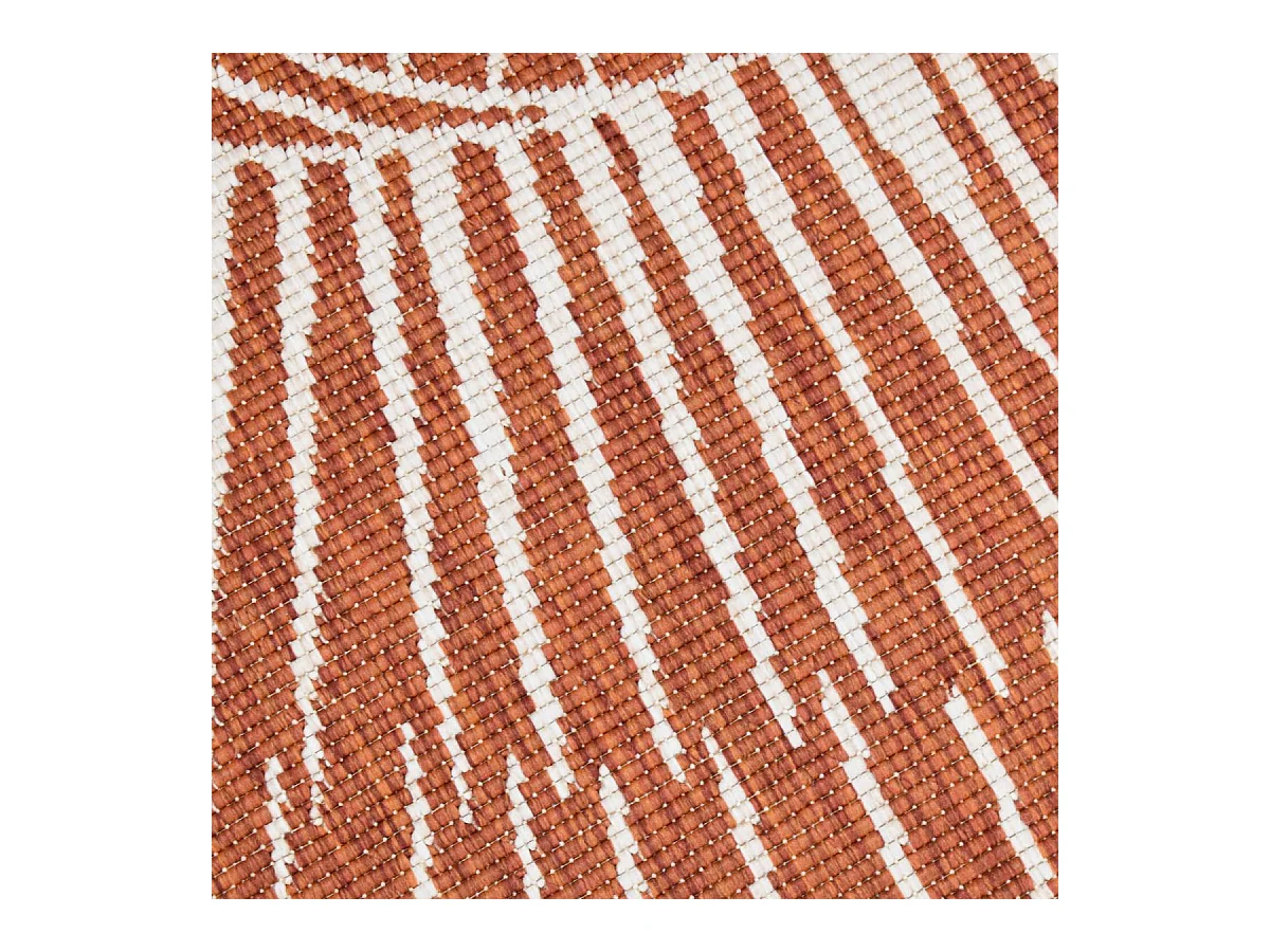 Tapis rond d'extérieur, kilim reversible Ø240cm LYN2 B ROND REVERSIBLE orange et crème